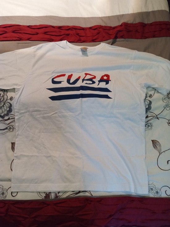 Valerio Garati Other - Men's White Cuba Graphic Short Sleeve Tee with Red & Navy Accents